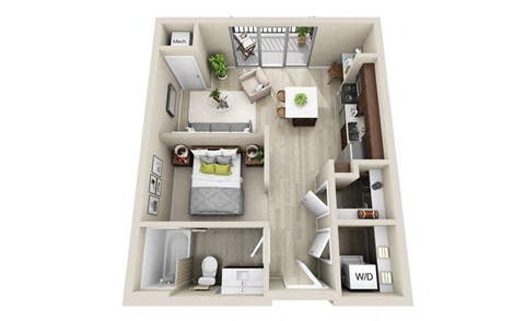 Floor plan for studio, 1 bath, 577 sqft